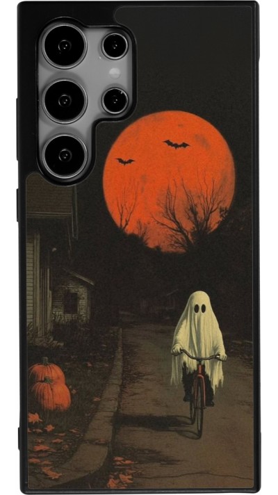 Coque Samsung Galaxy S24 Ultra - Silicone rigide noir Halloween 2025 Ghost on a bicycle