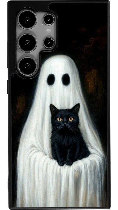 Coque Samsung Galaxy S24 Ultra - Silicone rigide noir Halloween 2025 Ghost with black cat