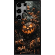 Coque Samsung Galaxy S24 Ultra - Silicone rigide noir Halloween 2025 Pumpkin with flowers