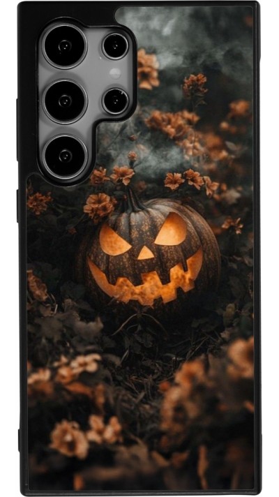 Coque Samsung Galaxy S24 Ultra - Silicone rigide noir Halloween 2025 Pumpkin with flowers