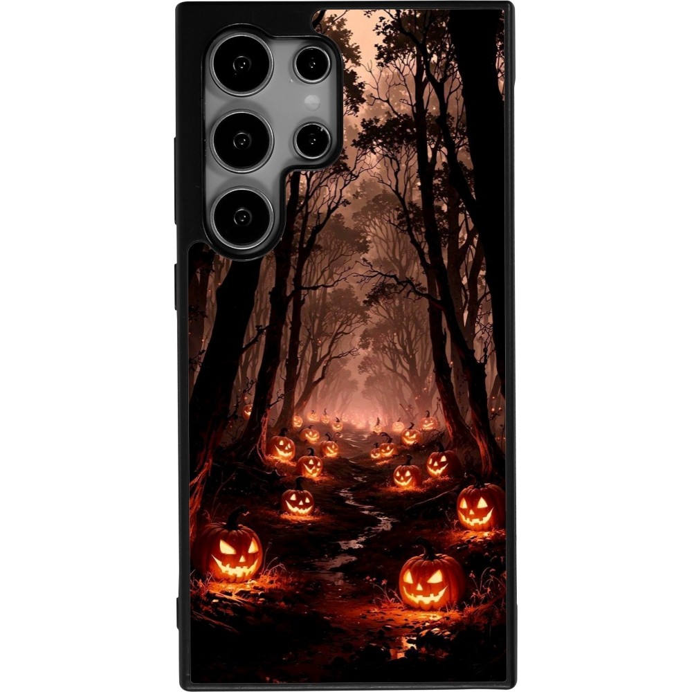 Coque Samsung Galaxy S24 Ultra - Silicone rigide noir Halloween 2025 Road of Terrifying Pumpkins