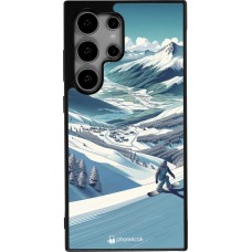 Coque Samsung Galaxy S24 Ultra - Silicone rigide noir Snowboarder Montagne