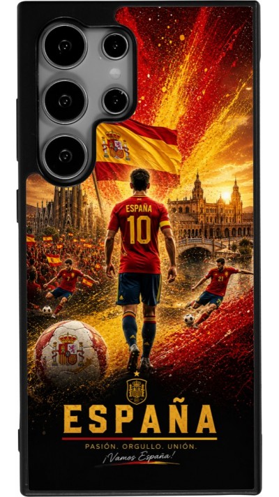 Coque Samsung Galaxy S24 Ultra - Silicone rigide noir Football Espagne splash 2026