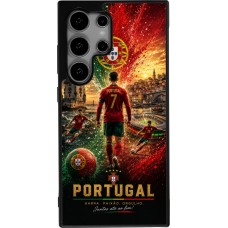 Coque Samsung Galaxy S24 Ultra - Silicone rigide noir Football Portugal splash 2026