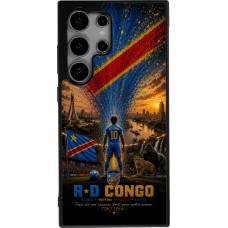 Coque Samsung Galaxy S24 Ultra - Silicone rigide noir Football République démocratique du Congo splash 2026