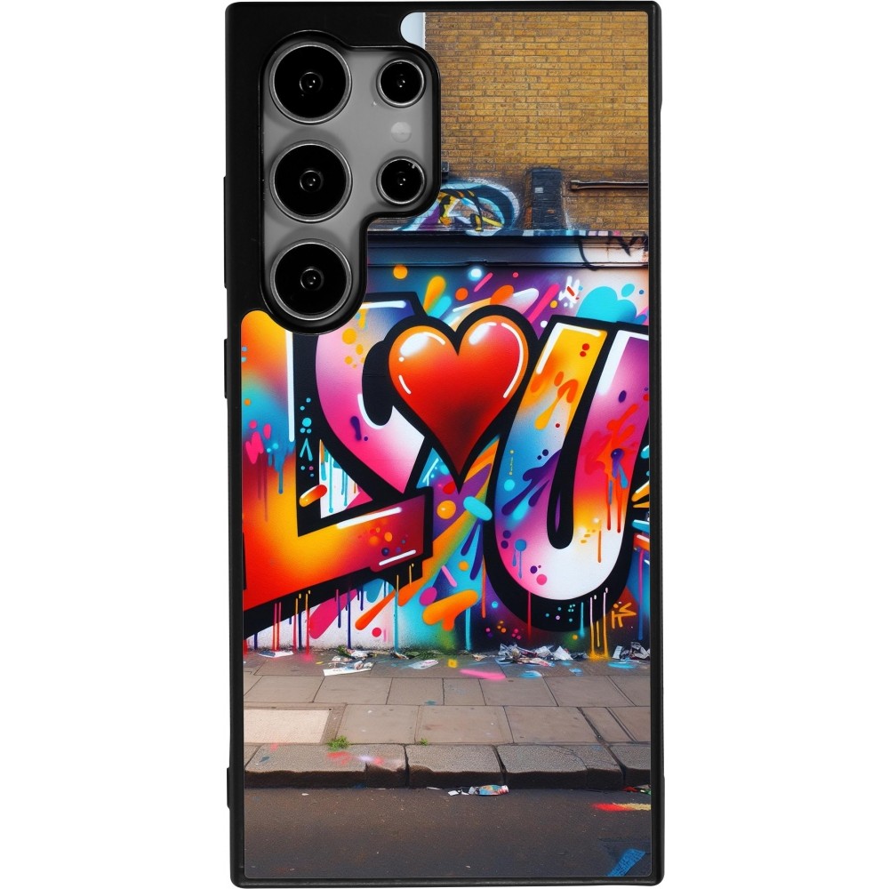 Coque Samsung Galaxy S24 Ultra - Silicone rigide noir Valentine 2025 Love U Tag