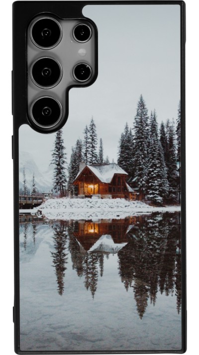 Coque Samsung Galaxy S24 Ultra - Silicone rigide noir Winter 25 Winter house forest afternoon