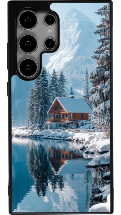 Coque Samsung Galaxy S24 Ultra - Silicone rigide noir Winter 25 Winter house forest day