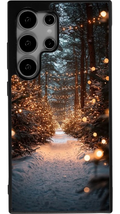 Coque Samsung Galaxy S24 Ultra - Silicone rigide noir Winter 25 Winter snowy road