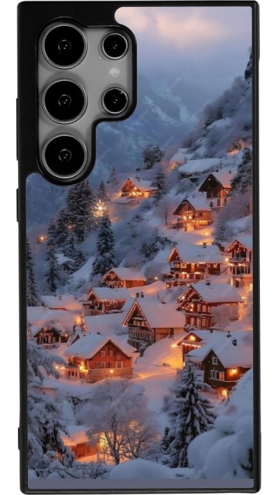 Coque Samsung Galaxy S24 Ultra - Silicone rigide noir Winter 25 Winter snowy village