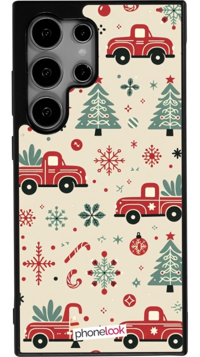 Coque Samsung Galaxy S24 Ultra - Silicone rigide noir Noël 2024 Camion Sapin