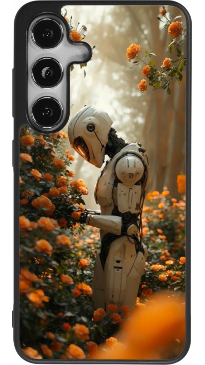 Coque Samsung Galaxy S25 - Silicone rigide noir Astronaut flowers 2025