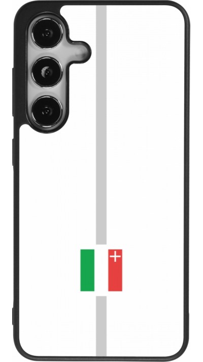 Coque Samsung Galaxy S25 - Silicone rigide noir Canton NE blanc