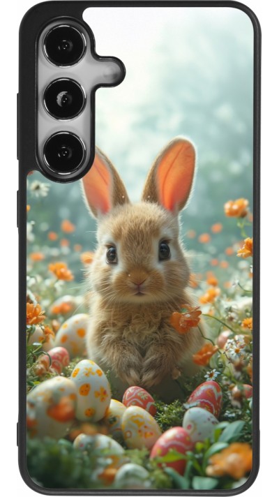 Coque Samsung Galaxy S25 - Silicone rigide noir Easter 2026 Rabbit in the garden
