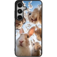 Coque Samsung Galaxy S25 - Silicone rigide noir Easter 2026 Rabbits