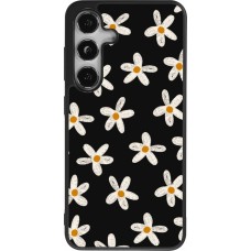 Samsung Galaxy S25 Case Hülle - Silikon schwarz Easter 2024 white on black flower