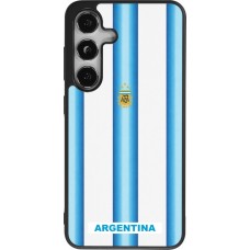 Coque Samsung Galaxy S25 - Silicone rigide noir Maillot de football Argentine 2026 personnalisable