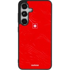 Coque Samsung Galaxy S25 - Silicone rigide noir Maillot de football Suisse 2026 personnalisable