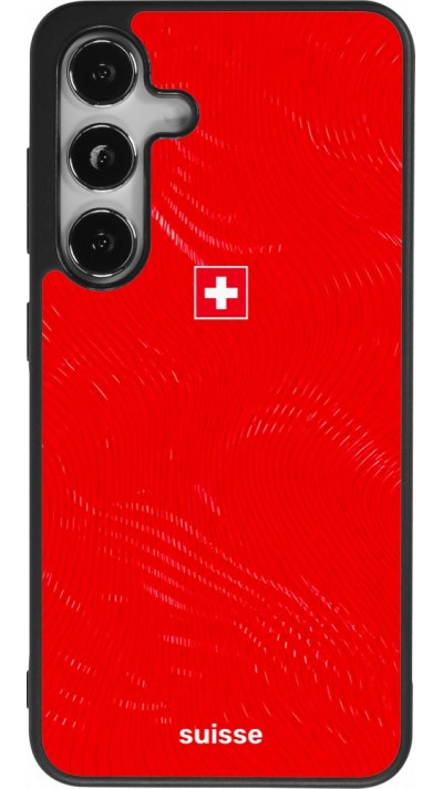 Coque Samsung Galaxy S25 - Silicone rigide noir Maillot de football Suisse 2026 personnalisable