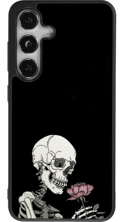 Samsung Galaxy S25 Case Hülle - Silikon schwarz Halloween 2023 rose and skeleton