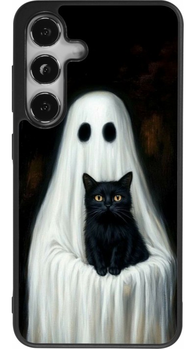 Samsung Galaxy S25 Case Hülle - Silikon schwarz Halloween 2025 Ghost with black cat