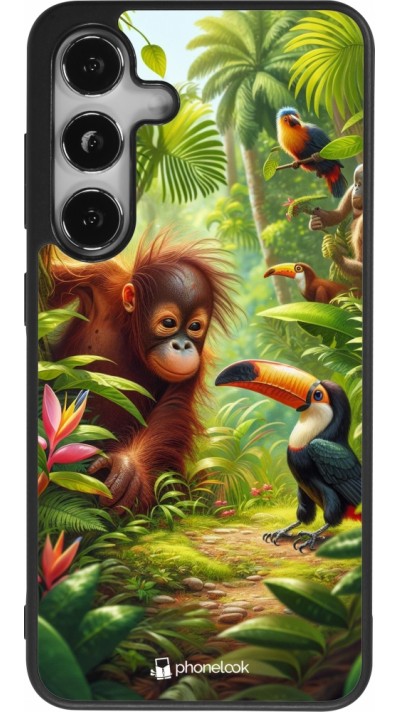 Samsung Galaxy S25 Case Hülle - Silikon schwarz Tropischer Dschungel Tayrona
