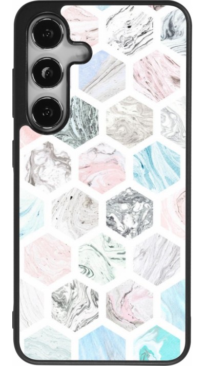 Coque Samsung Galaxy S25 - Silicone rigide noir Marble Everything