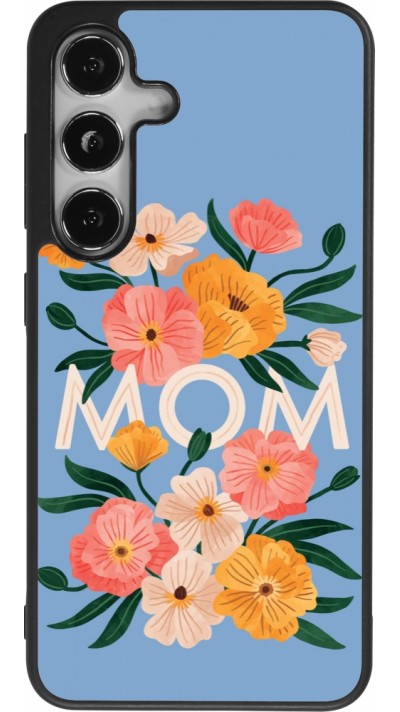 Samsung Galaxy S25 Case Hülle - Silikon schwarz Mom 2026 Flowers