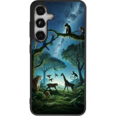 Coque Samsung Galaxy S25 - Silicone rigide noir Paradis des animaux exotiques