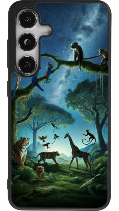 Coque Samsung Galaxy S25 - Silicone rigide noir Paradis des animaux exotiques