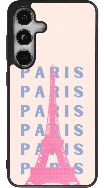 Coque Samsung Galaxy S25 - Silicone rigide noir Paris Pink Print