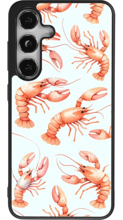 Coque Samsung Galaxy S25 - Silicone rigide noir Pattern de homards pastels
