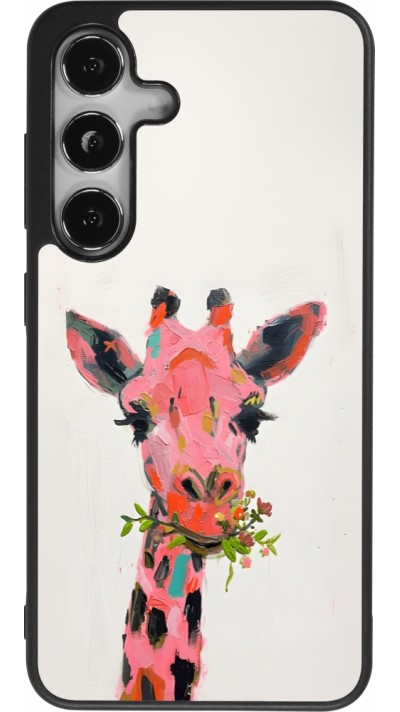 Coque Samsung Galaxy S25 - Silicone rigide noir Pink Girafe Paint