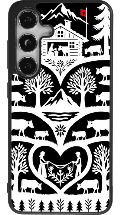 Coque Samsung Galaxy S25 - Silicone rigide noir Poya Suisse 2 noir