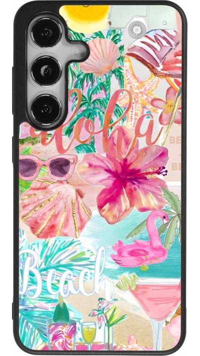 Coque Samsung Galaxy S25 - Silicone rigide noir Preppy Collage Aloha