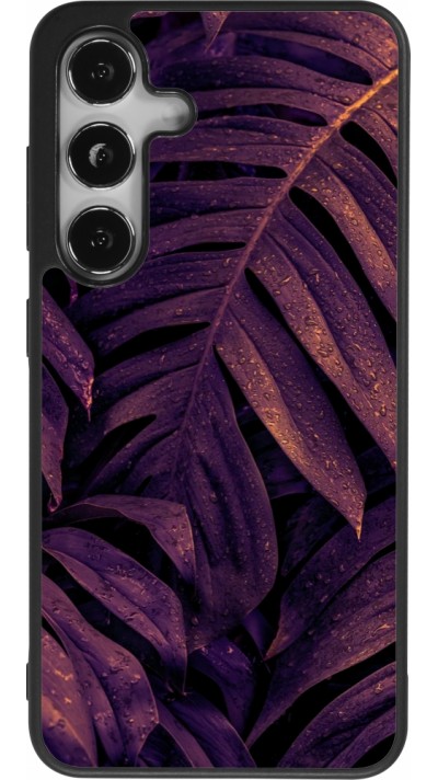 Coque Samsung Galaxy S25 - Silicone rigide noir Purple Light Leaves