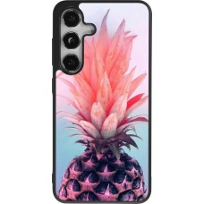 Coque Samsung Galaxy S25 - Silicone rigide noir Purple Pink Pineapple