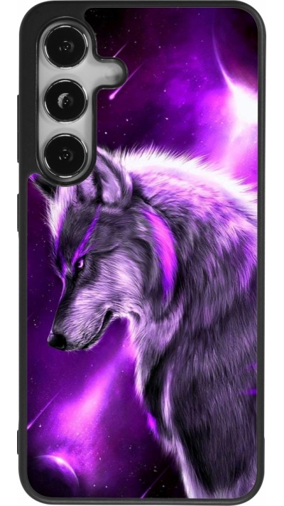 Coque Samsung Galaxy S25 - Silicone rigide noir Purple Sky Wolf