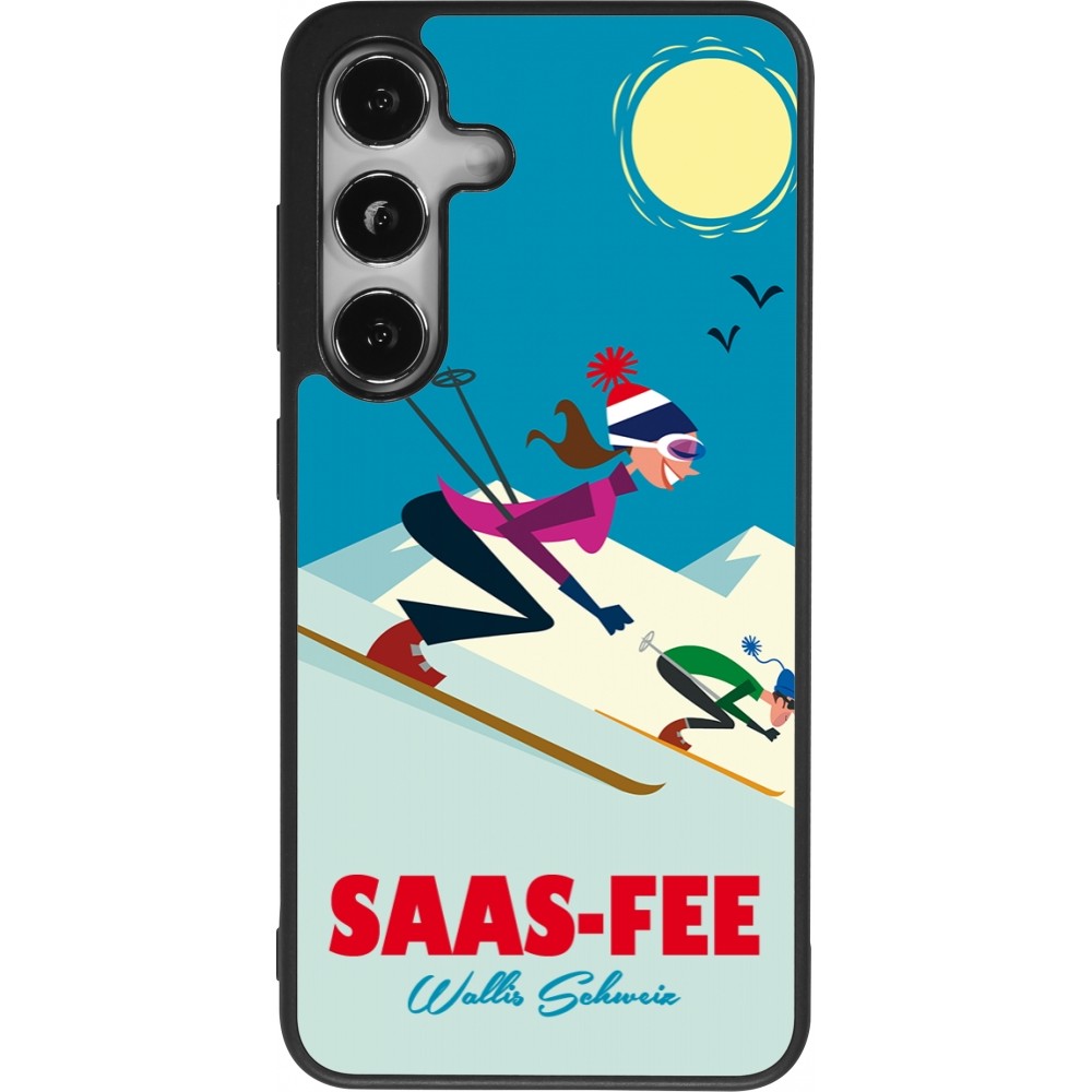 Coque Samsung Galaxy S25 - Silicone rigide noir Saas-Fee Ski Downhill