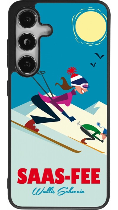 Coque Samsung Galaxy S25 - Silicone rigide noir Saas-Fee Ski Downhill