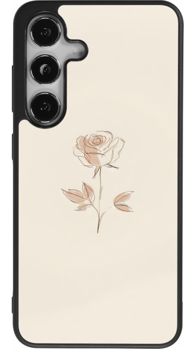 Coque Samsung Galaxy S25 - Silicone rigide noir Sable Rose Minimaliste