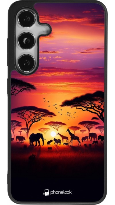 Coque Samsung Galaxy S25 - Silicone rigide noir Safari sunset wildlife