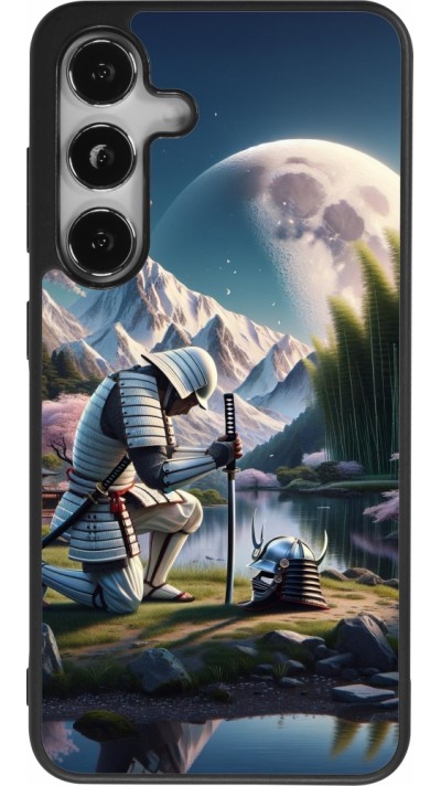Coque Samsung Galaxy S25 - Silicone rigide noir Samurai Katana Lune