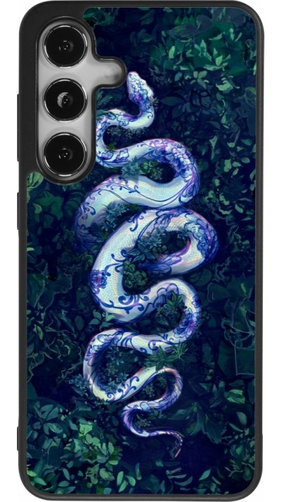 Coque Samsung Galaxy S25 - Silicone rigide noir Serpent Blue Anaconda
