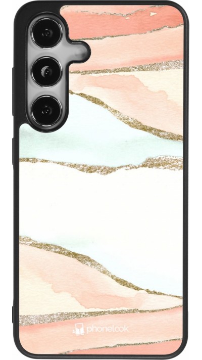 Coque Samsung Galaxy S25 - Silicone rigide noir Shimmering Orange