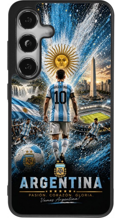 Samsung Galaxy S25 Case Hülle - Silikon schwarz Fussball Argentinien splash 2026