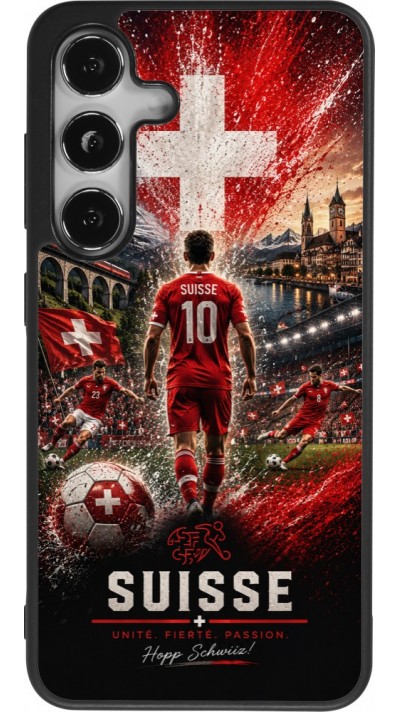 Samsung Galaxy S25 Case Hülle - Silikon schwarz Fussball Suisse splash 2026