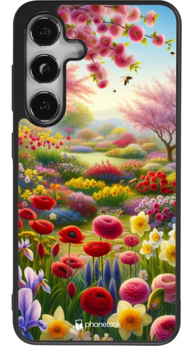 Coque Samsung Galaxy S25 - Silicone rigide noir Spring 25 Bouquet printemps
