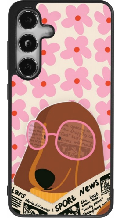 Samsung Galaxy S25 Case Hülle - Silikon schwarz Dog with newspaper Spring 2026