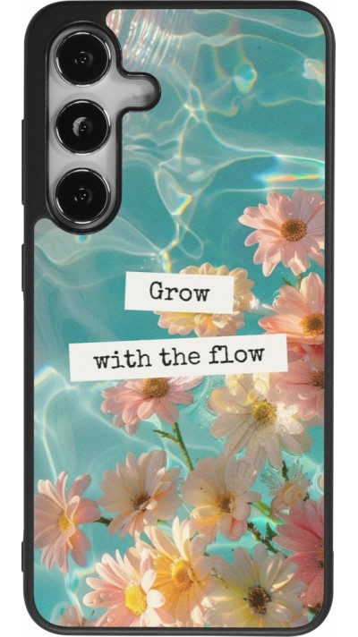Coque Samsung Galaxy S25 - Silicone rigide noir Summer 2025 Grow with the flow